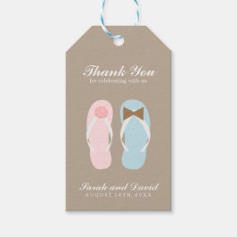 Zijn en haar strand sandalen bruiloft cadeaulabel