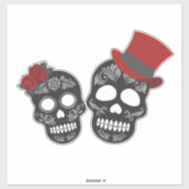 Zijn en Haar Suiker Schedel Sticker (Vel)