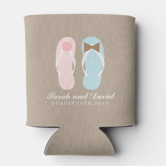 Zijn en haar Teenslippers Beach bruiloft Blikjeskoeler (Achterkant)