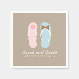 Zijn en haar Teenslippers Beach bruiloft Servetten