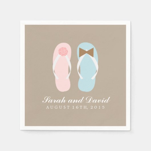 Zijn en haar Teenslippers Beach bruiloft Servetten (Voorkant)