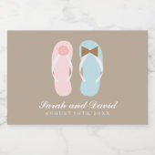 Zijn en haar Teenslippers Beach bruiloft Sparkling Wijnetiket (Enkel label)