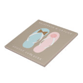 Zijn en haar Teenslippers Beach bruiloft Tegeltje (Zijkant)