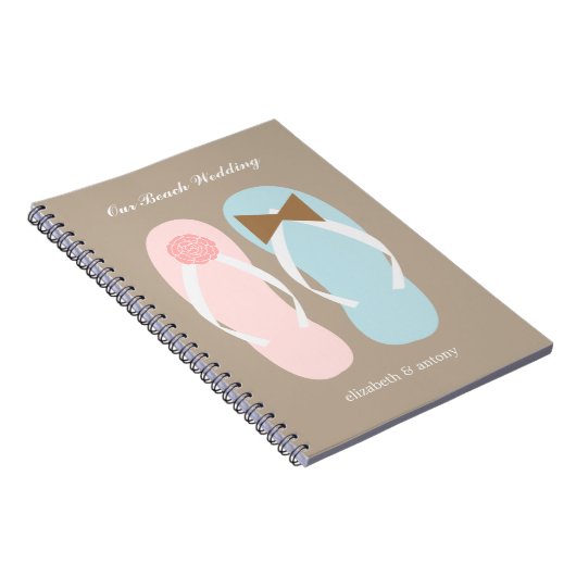 Zijn en haar Teenslippers Beach Wedding Planner Notitieboek (Rechterzijde)