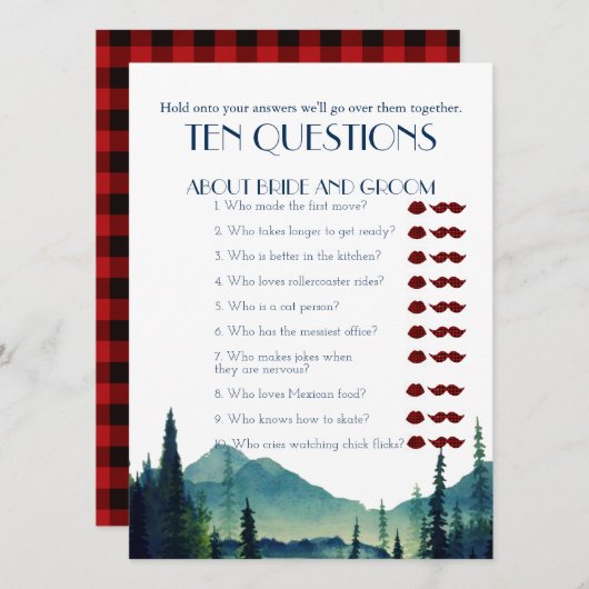 Zijn en haar Tien Vragen Weddenschap (Voorkant / Achterkant)