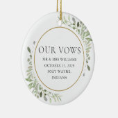 Zijn en haar trouwende Vows Greenery Foliage Keramisch Ornament (Rechts)
