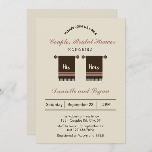 Zijn en Hers Bridal Shower Uitnodiging (Voorkant / Achterkant)