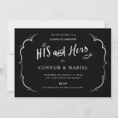 Zijn en Hers Couples Verloving Shower Black Kaart (Voorkant)