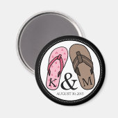 Zijn en Hers Monogrammed Wedding Teenslippers Magneet (Voorkant / Achterkant)