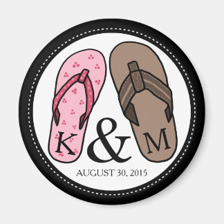 Zijn en Hers Monogrammed Wedding Teenslippers Magneet
