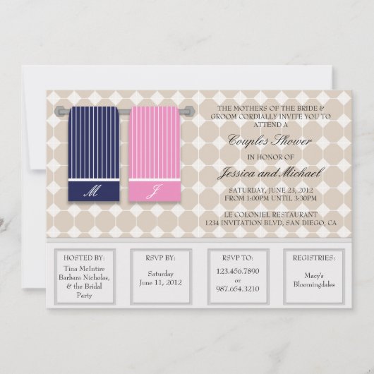 Zijn en Hers Towells Moderne Couples Shower Kaart (Voorkant)