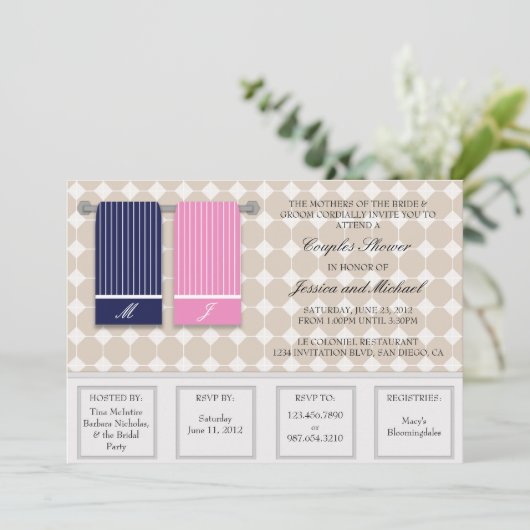 Zijn en Hers Towells Moderne Couples Shower Kaart (Staand voorkant)