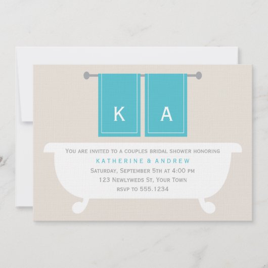 Zijn en Hers Towels Vrijgezellenfeest {blauwgroen} Kaart (Voorkant)