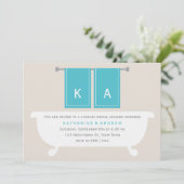 Zijn en Hers Towels Vrijgezellenfeest {blauwgroen} Kaart (Staand voorkant)