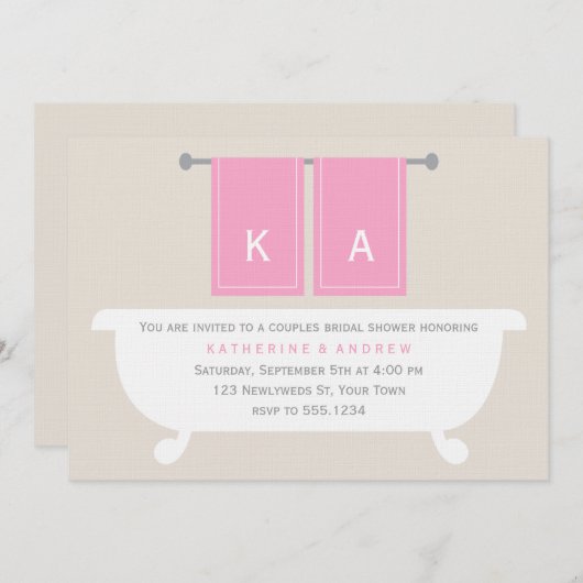 Zijn en Hers Towels Vrijgezellenfeest {roze} Kaart (Voorkant / Achterkant)