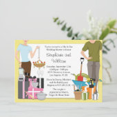 Zijn en Hers Wedding Shower Uitnodiging (Staand voorkant)