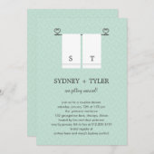 Zijn en Hers Wedding Shower Uitnodiging (blauw) (Voorkant / Achterkant)