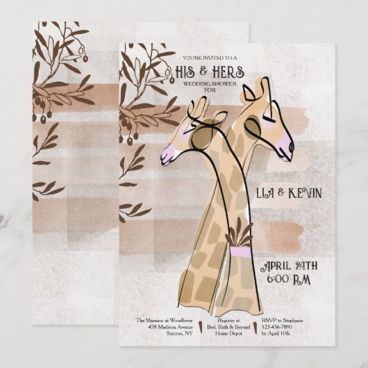 Zijn en Hers Wedding Shower-uitnodigingen Kaart (Voorkant / Achterkant)