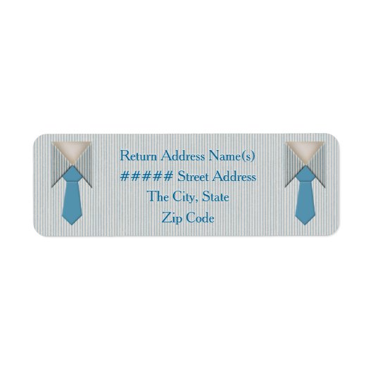 Zijn en zijn blauwe Oxford krijtstreep Etiket (Voorkant)