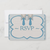 Zijn en zijn blauwe Oxford krijtstreep RSVP Kaartje (Achterkant)