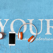 Zijn en zijn blauwe 'YOURS' gepersonaliseerd Strandlaken