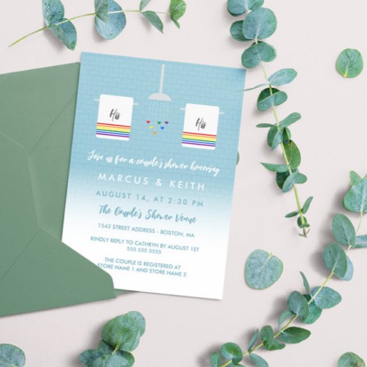 Zijn en zijn Gay Couple's Shower Kaart