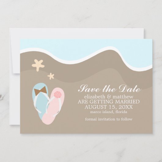 Zijn en zijn Teenslippers bewaren de Datum Save The Date (Voorkant)