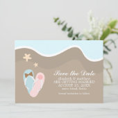 Zijn en zijn Teenslippers bewaren de Datum Save The Date (Staand voorkant)