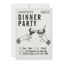 Zijn en Zwarte Retro Illustratie Diner Party