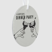 Zijn en Zwarte Retro Illustratie Diner Party Ornament (voorkant)