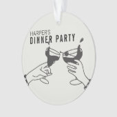 Zijn en Zwarte Retro Illustratie Diner Party Ornament (voorkant)