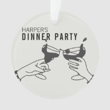 Zijn en Zwarte Retro Illustratie Diner Party