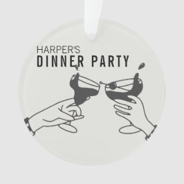 Zijn en Zwarte Retro Illustratie Diner Party Ornament