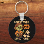zijn Fall O Ween Richtingen Grappig Leraar Hallowe Sleutelhanger (Voorkant)