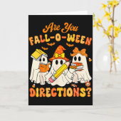 Zijn Fall-o-ween-richtingen grappige Geestleraar Kaart (Gele Bloem)