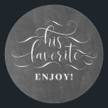 Zijn favoriet - Chalkboard bruiloft gunst Ronde Sticker<br><div class="desc">Zijn favoriet - Wedding Favor Stickers</div>