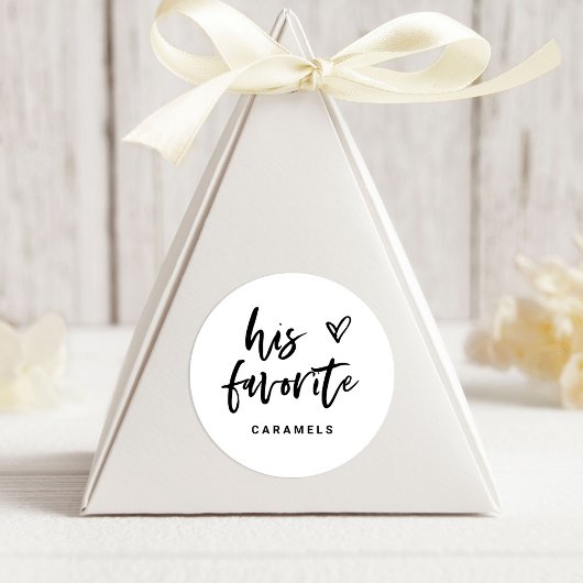 Zijn favoriet | Modern Casual script en hart Ronde Sticker