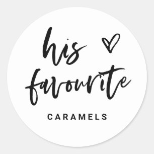Zijn favoriet   Modern Casual script en hart Ronde Sticker