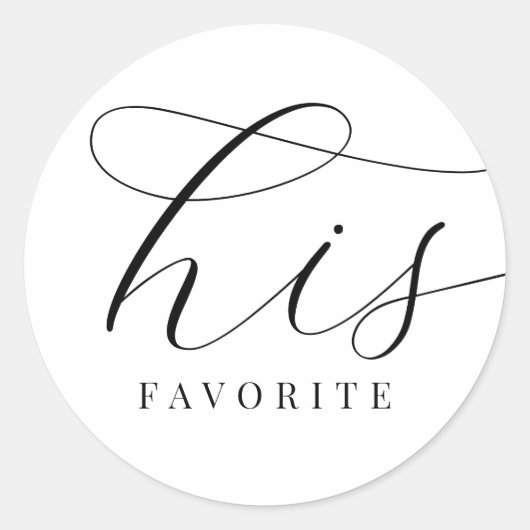 Zijn favoriete bruidegom zwart wit elegant minimaa ronde sticker (Voorkant)