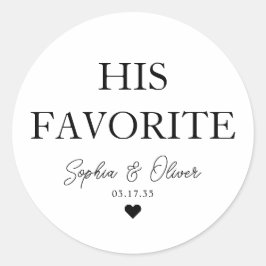 ZIJN FAVORIETE Dessert Snoep Bar Hart Trouwgunst Ronde Sticker