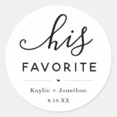 "Zijn favoriete" huwelijksgunst Sticker (Voorkant)