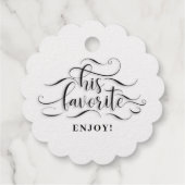 Zijn favoriete huwelijksontvangst bedankjes labels (Achterkant)