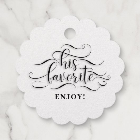 Zijn favoriete huwelijksontvangst bedankjes labels (Achterkant)