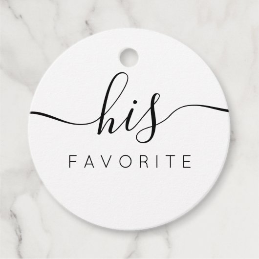 Zijn favoriete kalligrafische cadeau klassieke ron bedankjes labels (Voorkant)