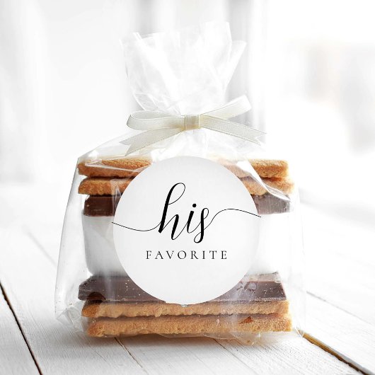 Zijn favoriete kalligrafische geschenk ronde sticker