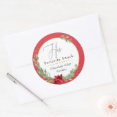 Zijn favoriete kerstbruiloft Favor Red Ronde Sticker (Envelop)