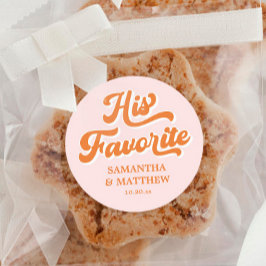 Zijn favoriete retro huwelijksgunst ronde sticker