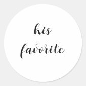 Zijn favoriete stickers, zijn bruiloft ronde sticker (Voorkant)