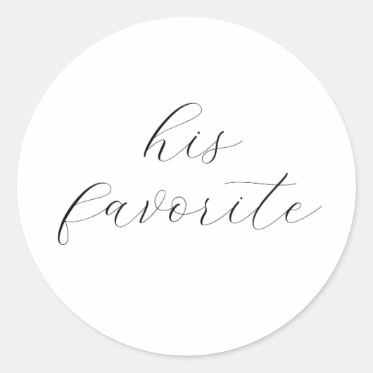 Zijn favoriete stickers, zijn bruiloft ronde sticker (Voorkant)