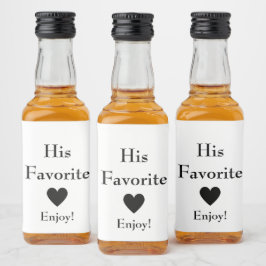 Zijn favoriete trouwgunst likeurfles etiket
